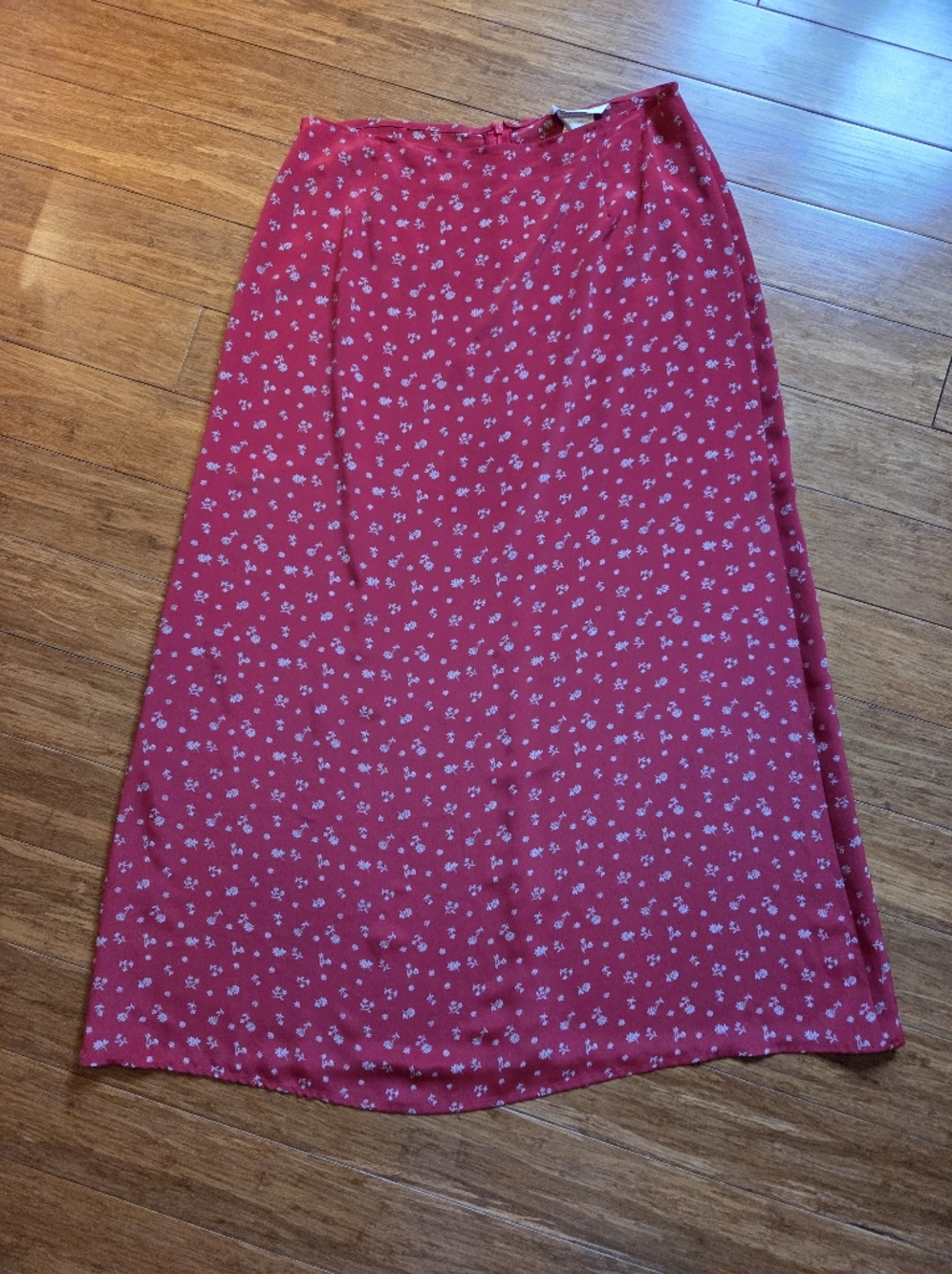 Vintage San Francisco Floral Midi Skirt Red Cottagecore Prairie Size Large